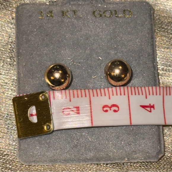 2 Sets of 14K Solid Yellow Gold Ball Stud Earrings Minimalist Fine Jewelry - Picture 5 of 7